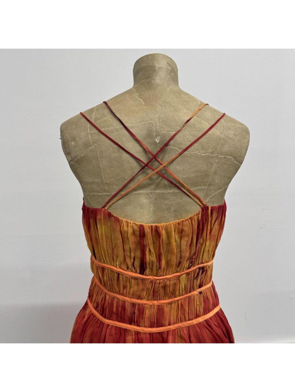 Vintage Y2K "Jessica by Christopher L" Sunset Silk Midi Dress - Picture 6 of 8